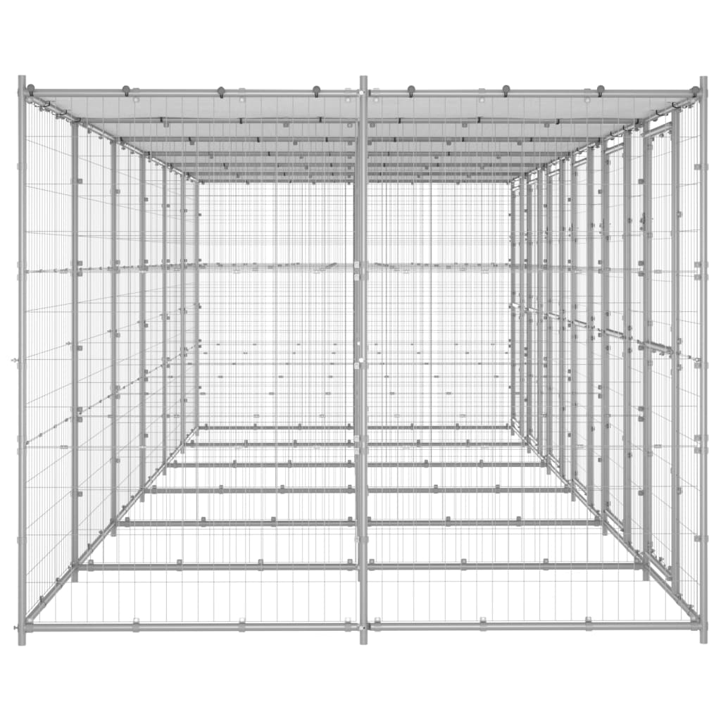 Thumbnail - vidaXL Outdoor-Hundezwinger mit Überdachung Verzinkter Stahl 14,52 m²