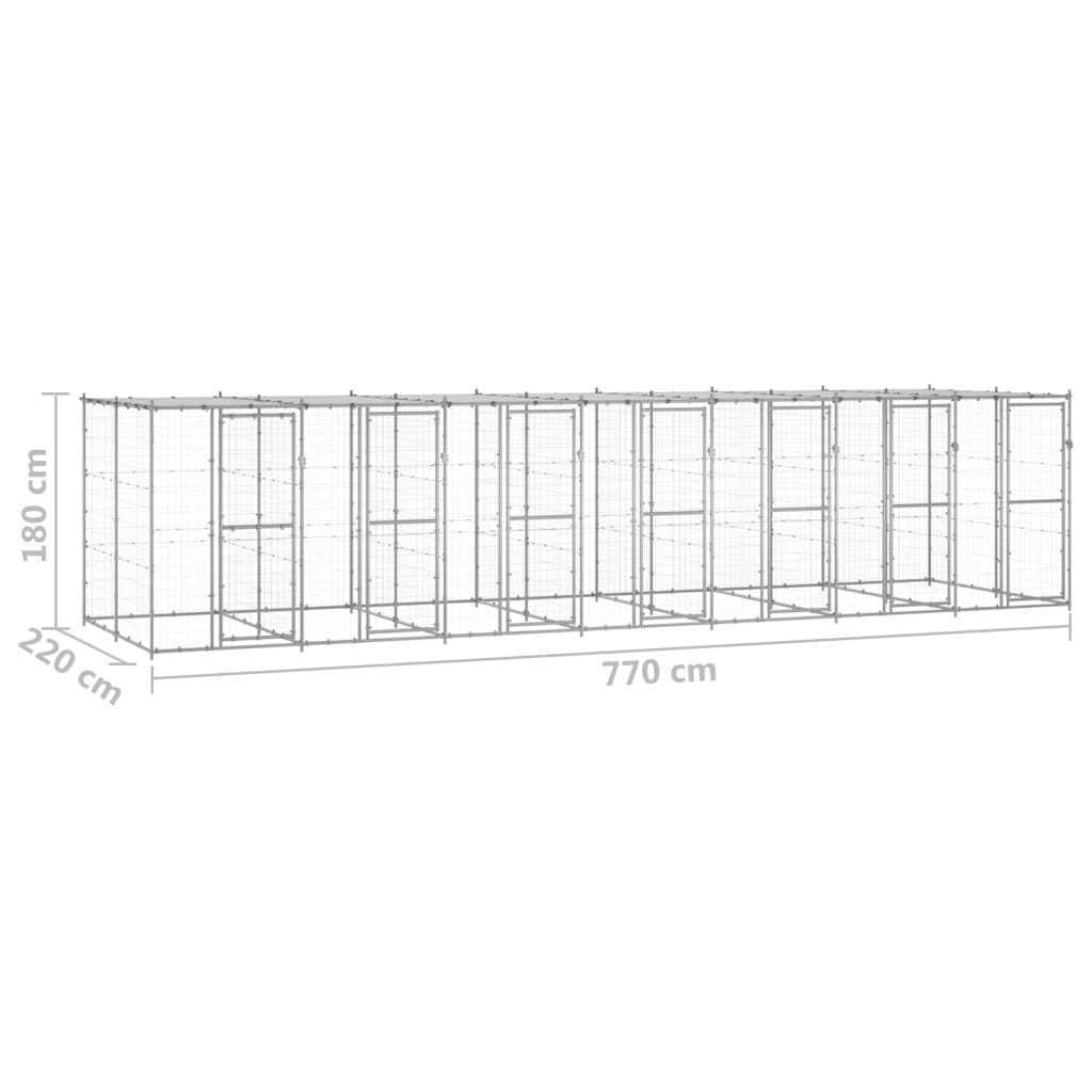 Outdoor-Hundezwinger mit Überdachung Verzinkter Stahl 16,94 m² kaufen 6