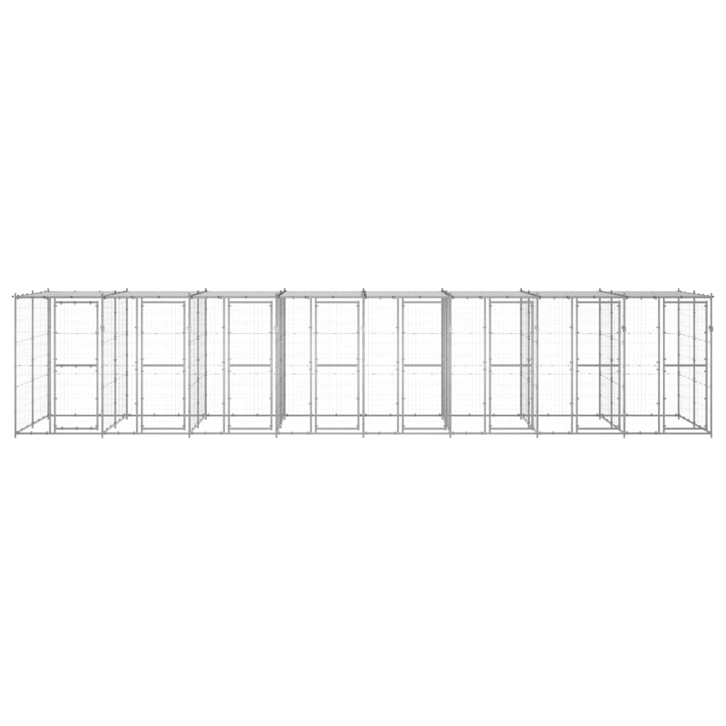 Thumbnail - vidaXL Outdoor-Hundezwinger mit Überdachung Verzinkter Stahl 19,36 m²
