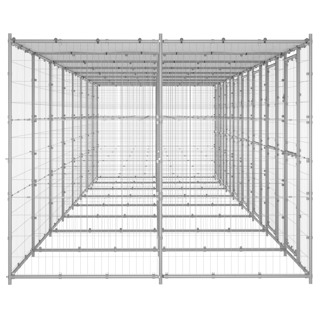 Thumbnail - vidaXL Outdoor-Hundezwinger mit Überdachung Verzinkter Stahl 19,36 m²