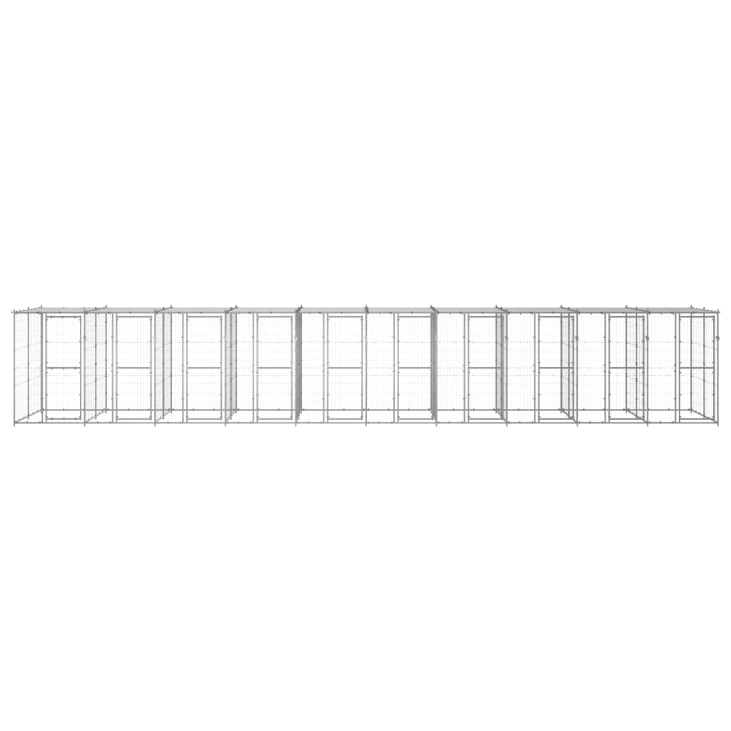 

vidaXL Hondenkennel met dak 24,2 m² gegalvaniseerd staal