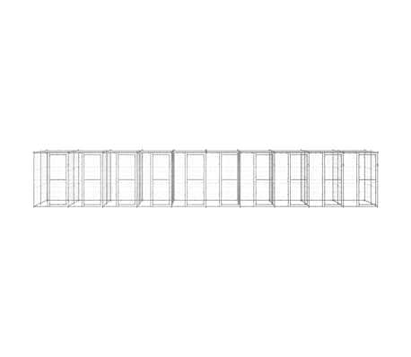 vidaXL Dog Kennel | Silver | Galvanised steel, PE | Large | Durable | Dog Kennel