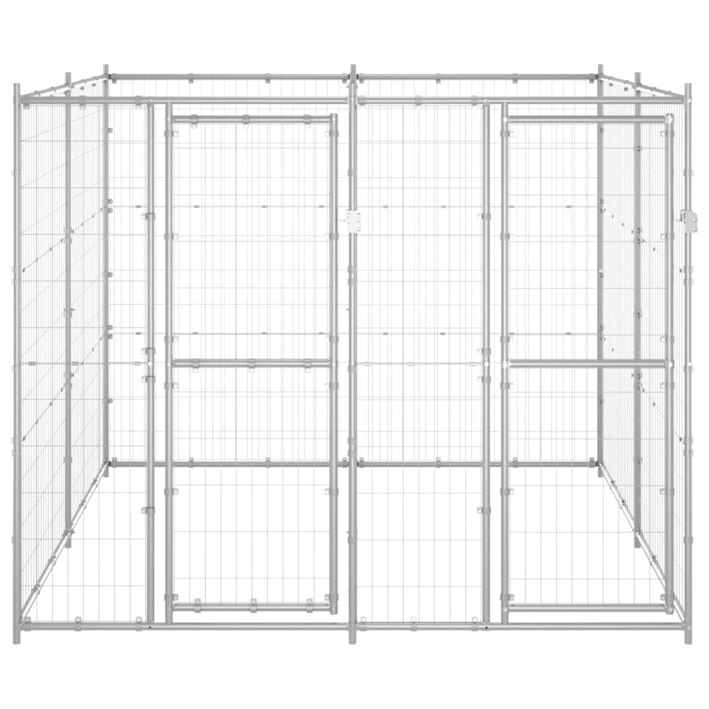 Chenil d’extérieur en acier galvanisé pour chien – 2 chenils individuels - Panneaux à mailles – 220 x 220 x 180 cm – 5 m²