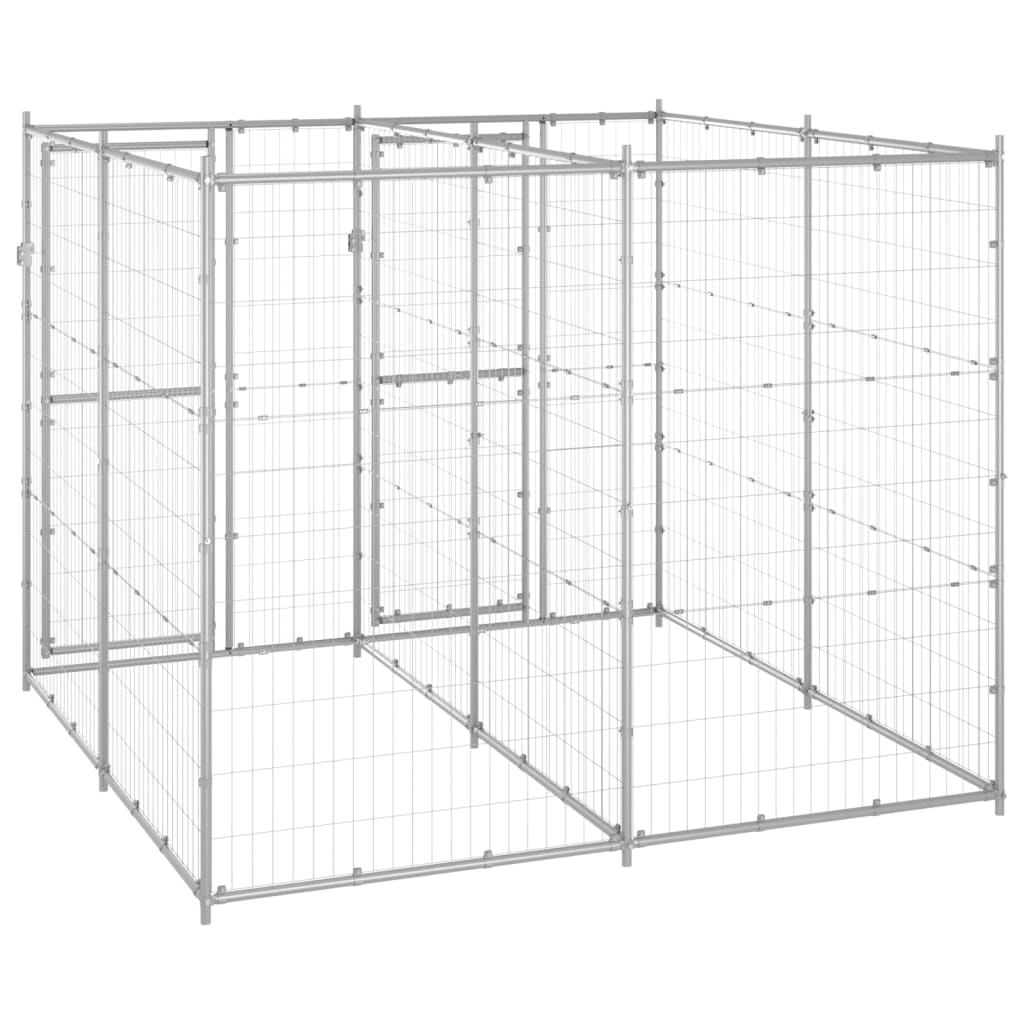 Chenil d’extérieur en acier galvanisé pour chien – 2 chenils individuels - Panneaux à mailles – 220 x 220 x 180 cm – 5 m²