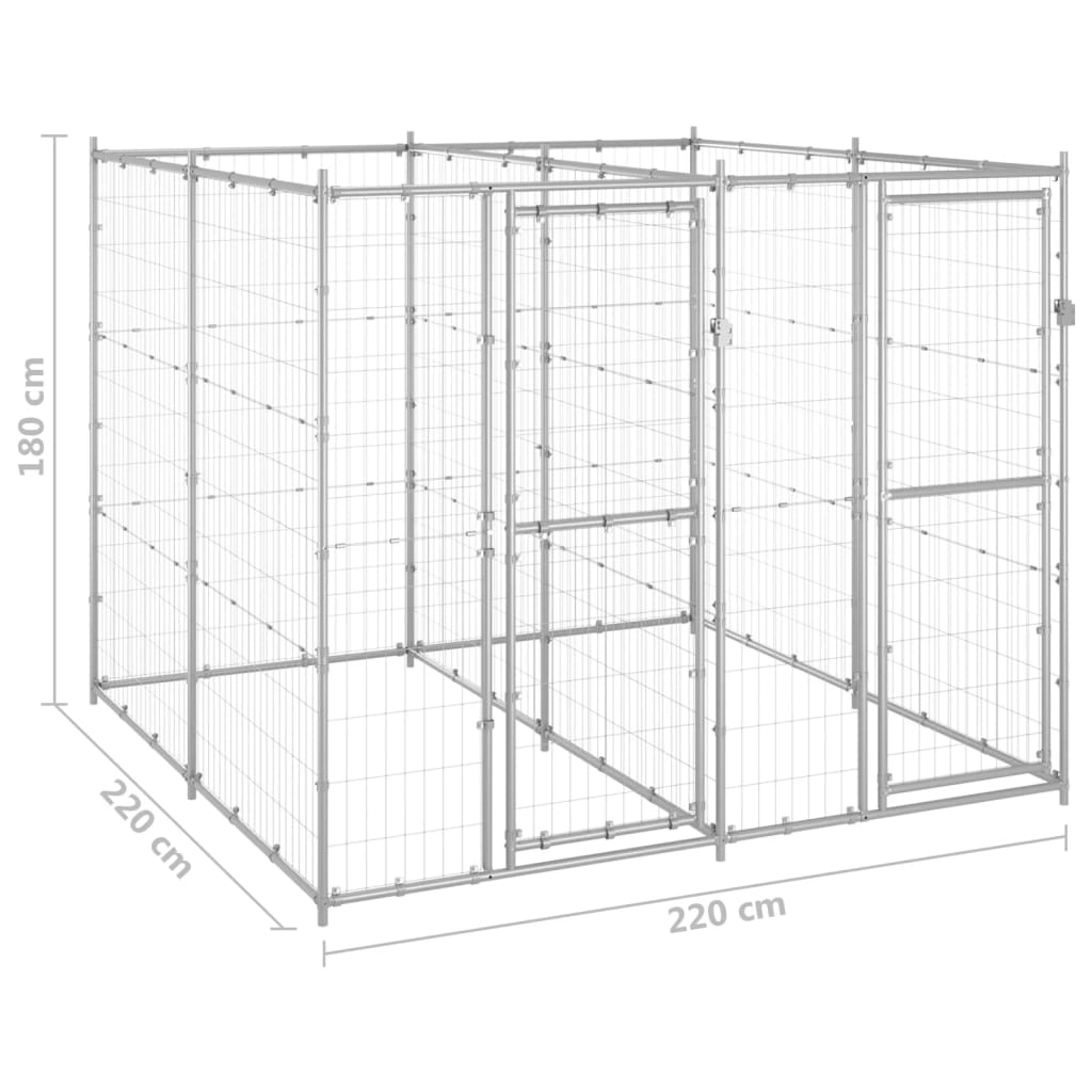 Gabbia Per Cani Da Esterno In Acciaio Zincato 4,84 M² VidaXL 17 width=274