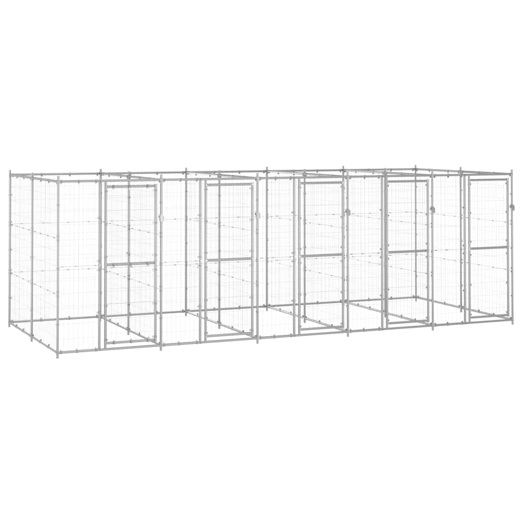 vidaXL Venkovní psí kotec pozinkovaná ocel 12,1 m²