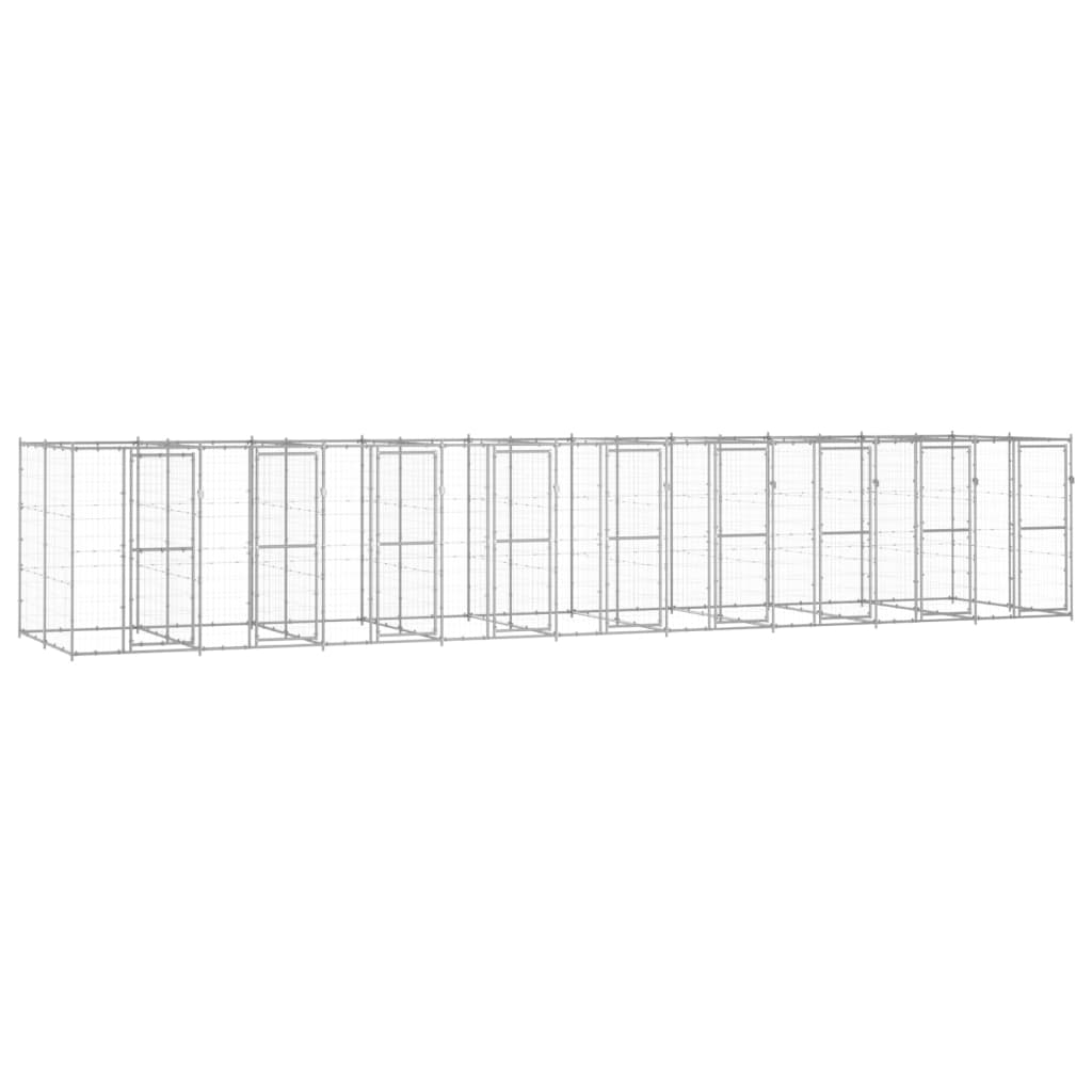 Chenil d’extérieur en acier galvanisé pour chien – 9 chenils individuels - Panneaux à mailles – 990 x 220 x 180 cm – 22 m²