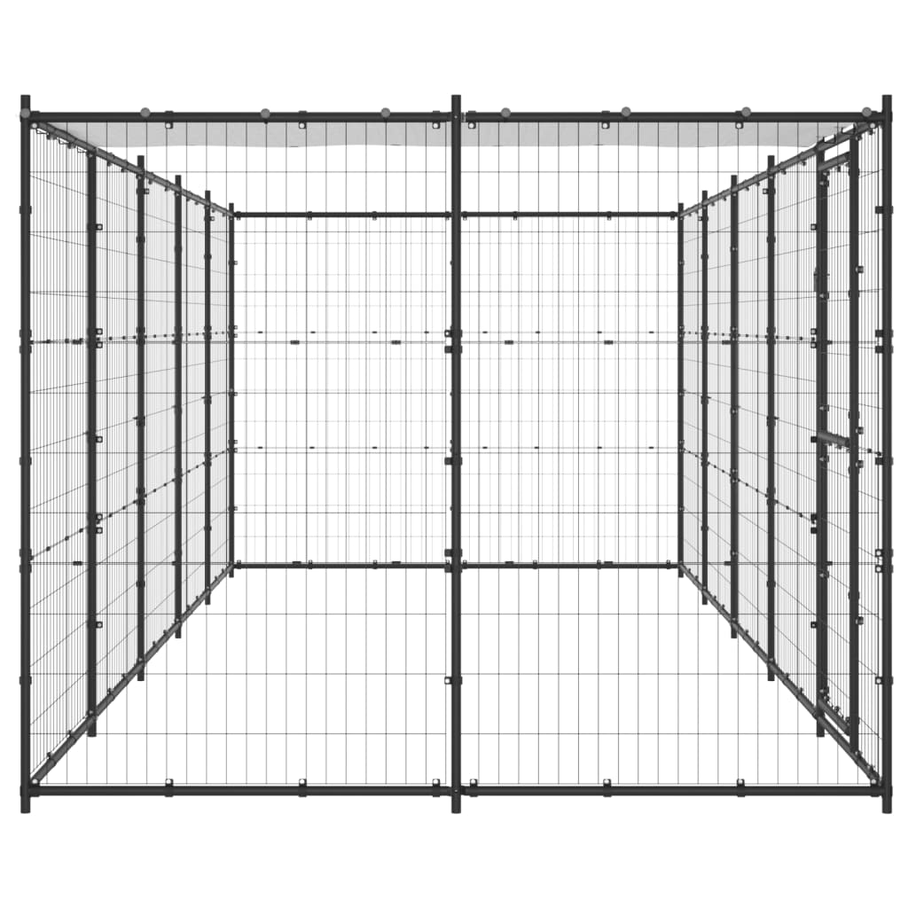 Chenil d'extérieur en acier noir pour chien - Panneaux à mailles - 550 x 220 x 180 cm - 10 m²