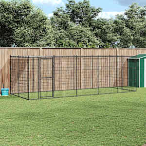 Zunanji pasji boks jeklo s streho 12,1 m²