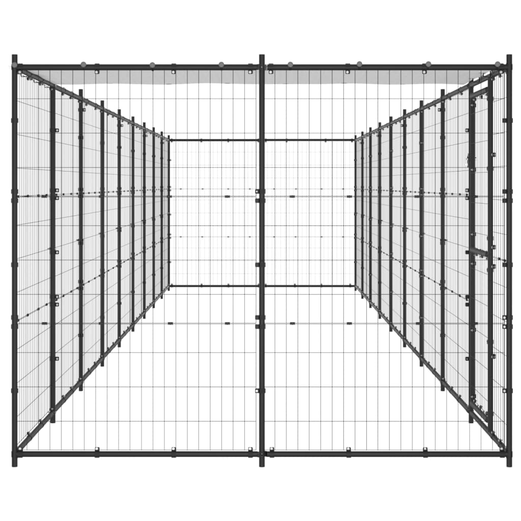 Thumbnail - vidaXL Outdoor-Hundezwinger mit Überdachung Stahl 21,78 m²
