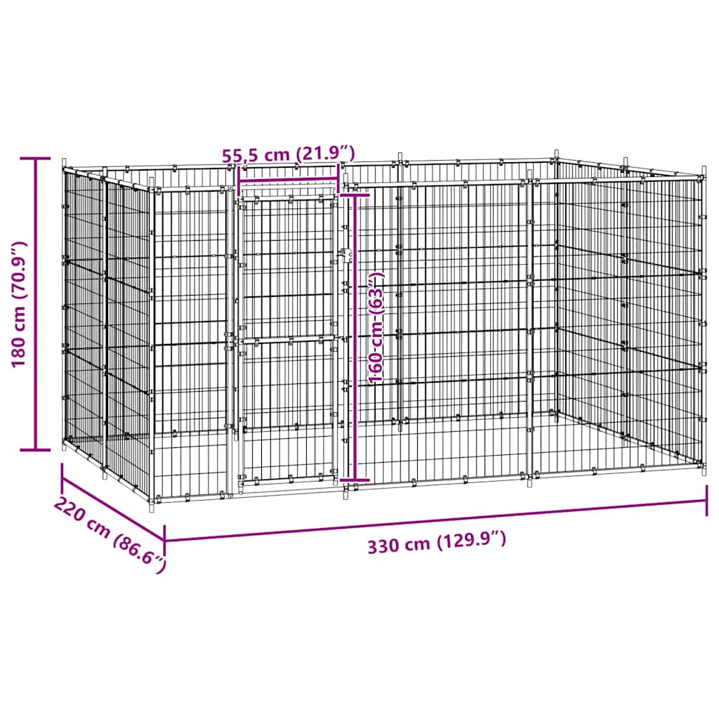 Utendørs hundegård 7,26 m² stål - Bilde 6