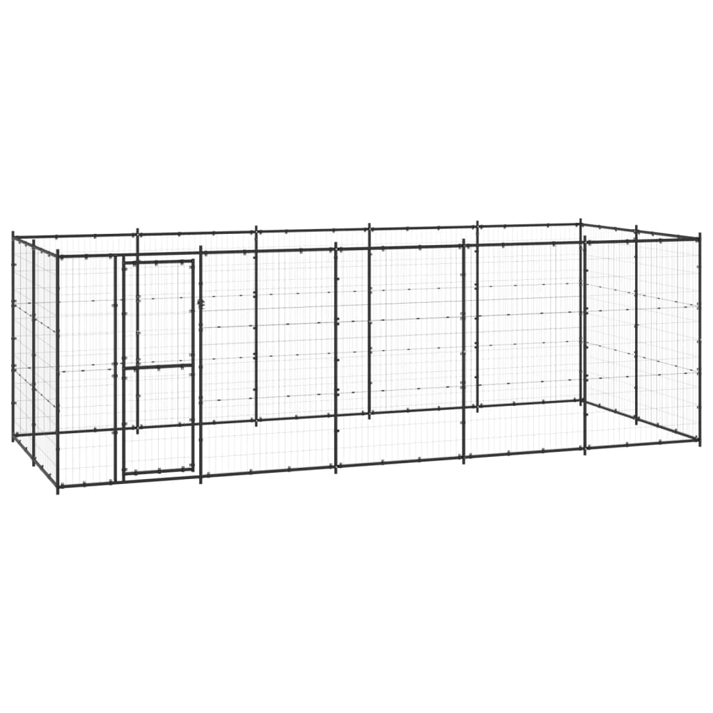 Chenil d’extérieur en acier noir pour chien – Panneaux à mailles – 550 x 220 x 180 – 12 m²