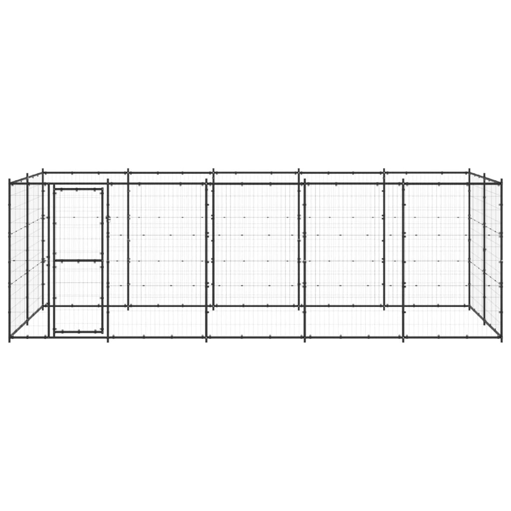 Chenil d’extérieur en acier noir pour chien – Panneaux à mailles – 550 x 220 x 180 – 12 m²