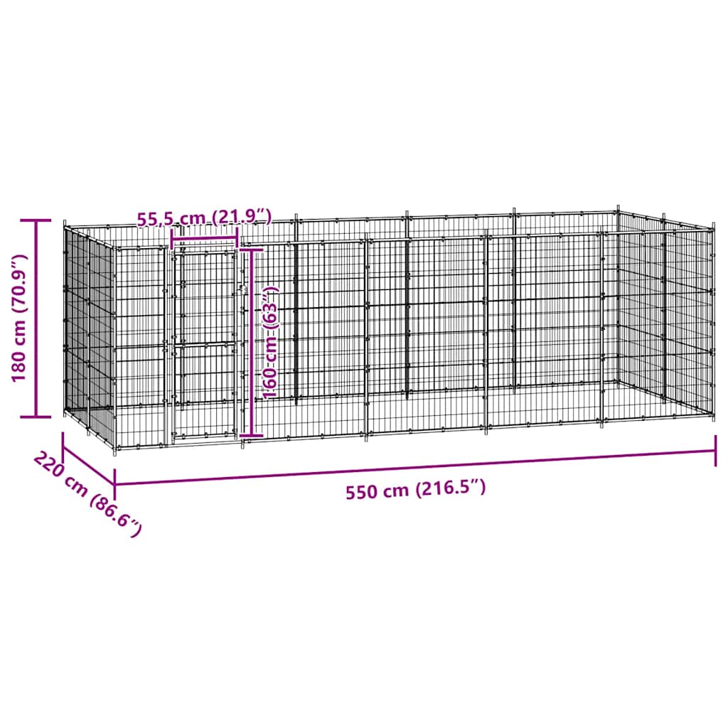 Utendørs hundegård 12,1 m² stål - Bilde 6