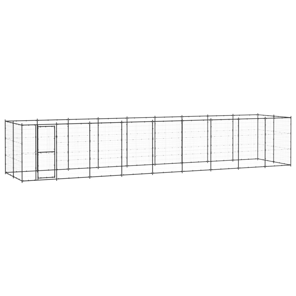 Chenil d'extérieur en acier noir pour chien - Panneaux à barreaux - 990 x 220 x 180 cm - 22 m²
