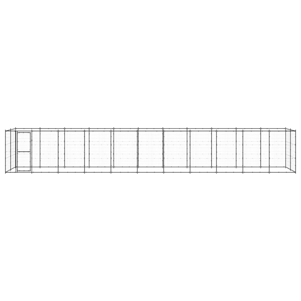 Chenil d'extérieur en acier noir pour chien - Panneaux à barreaux - 1210 x 220 x 180 cm - 27 m²