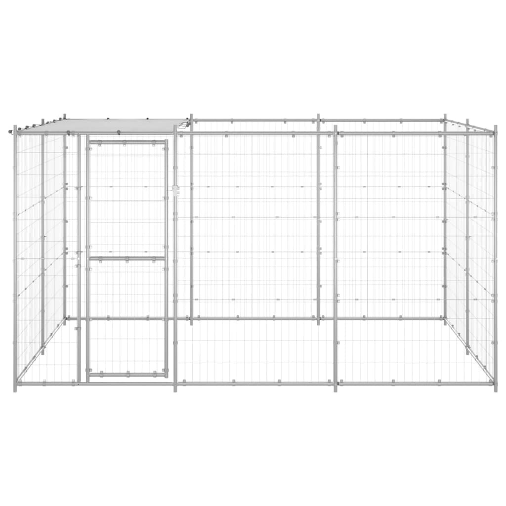 

vidaXL Hondenkennel met dak 7,26 m² gegalvaniseerd staal