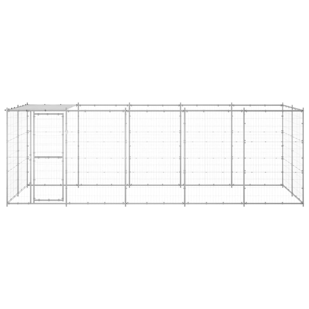 Chenil d’extérieur en acier galvanisé pour chien – Panneaux à mailles – 550 x 220 x 180 cm – 12 m²