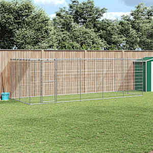 Zunanji pasji boks pocinkano jeklo s streho 12,1 m²