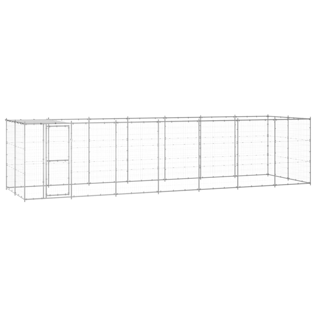 Chenil d'extérieur en acier galvanisé pour chien - Panneaux à mailles - 770 x 220 x 180 - 15 m²