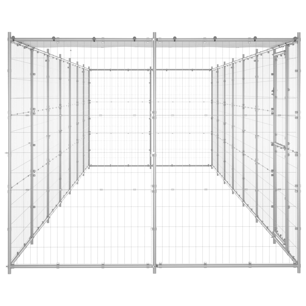 Chenil d'extérieur en acier galvanisé pour chien - Panneaux à mailles - 770 x 220 x 180 - 15 m²