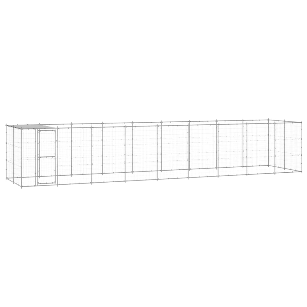 Chenil d'extérieur en acier galvanisé pour chien - Panneaux à mailles - 990 x 220 x 180 cm - 20 m²