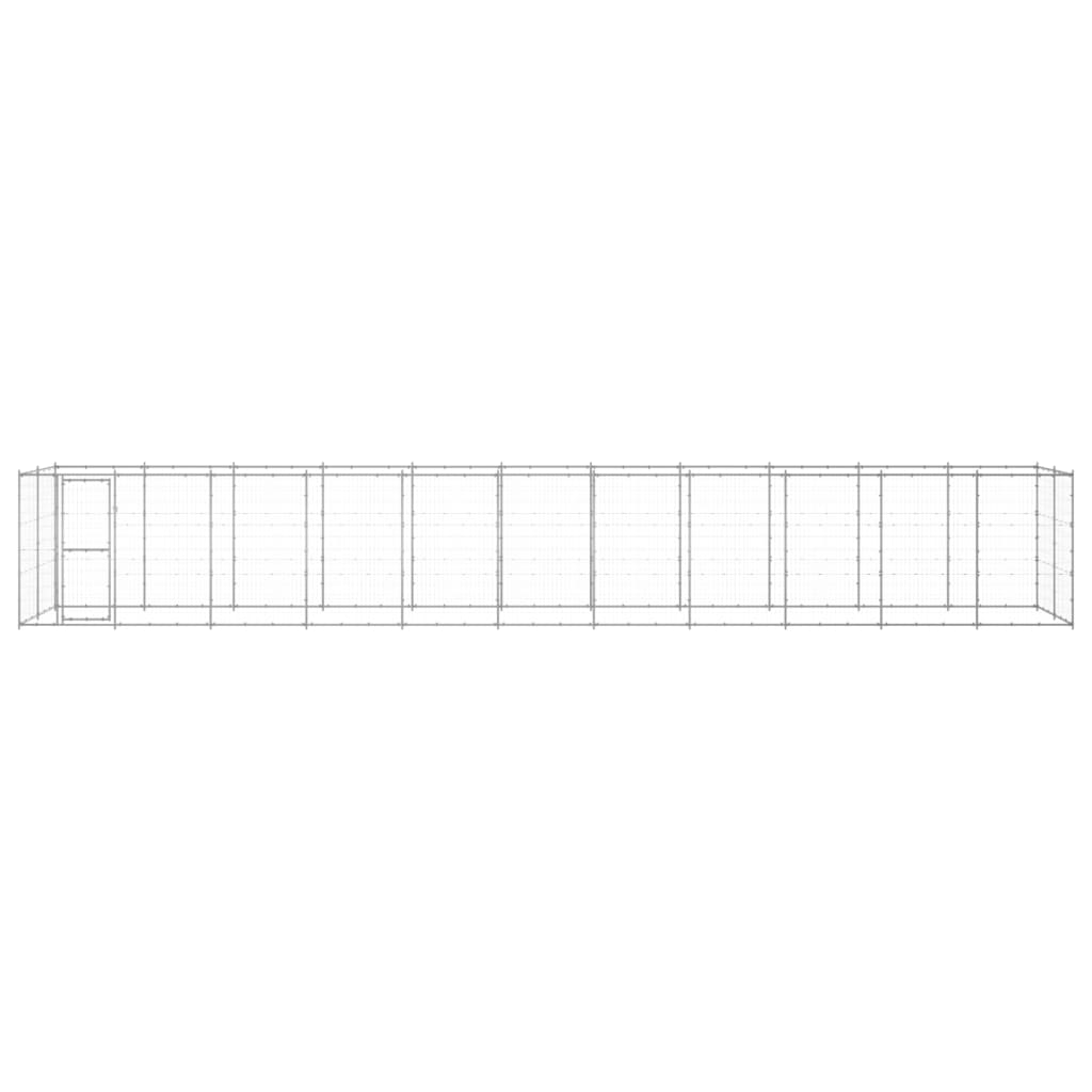 Chenil d’extérieur en acier galvanisé pour chien – Panneaux à mailles – 1210 x 220 x 180 cm – 27 m²