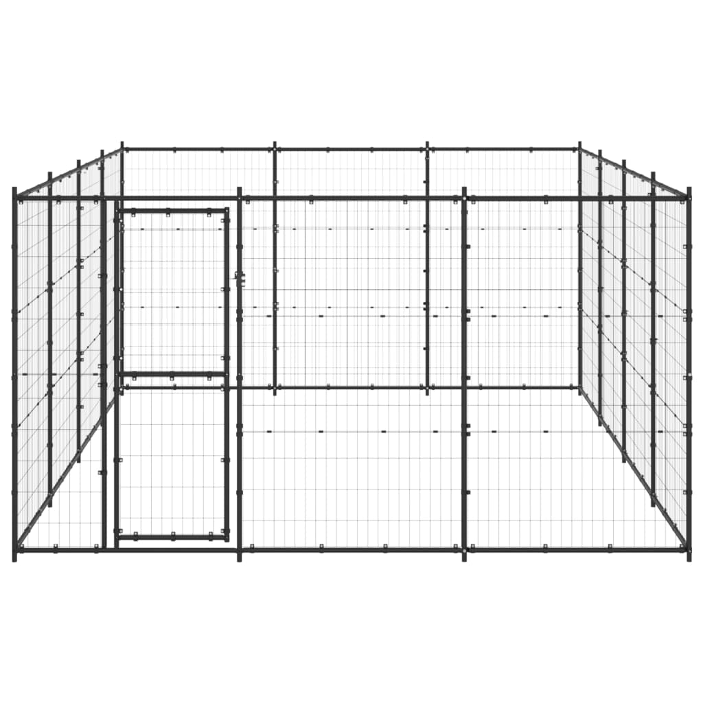 Chenil d’extérieur en acier noir pour chien – Panneaux à mailles – 330 x 440 x 180 – 15 m²