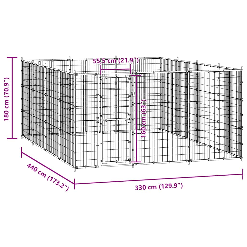 Utendørs hundegård 14,52 m² stål - Bilde 6