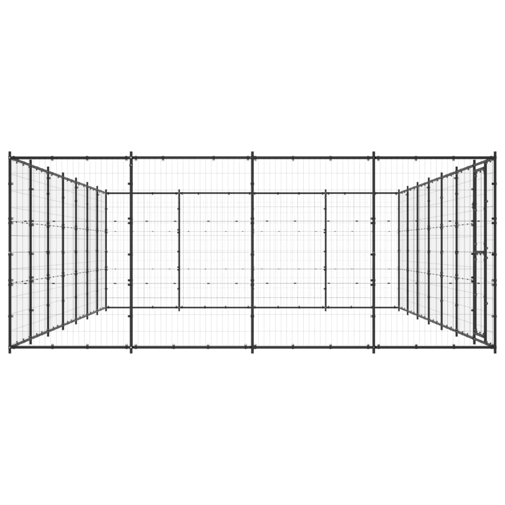 Chenil d'extérieur en acier noir pour chien - Panneaux à mailles - 800 x 200 x 70 cm - 34 m²