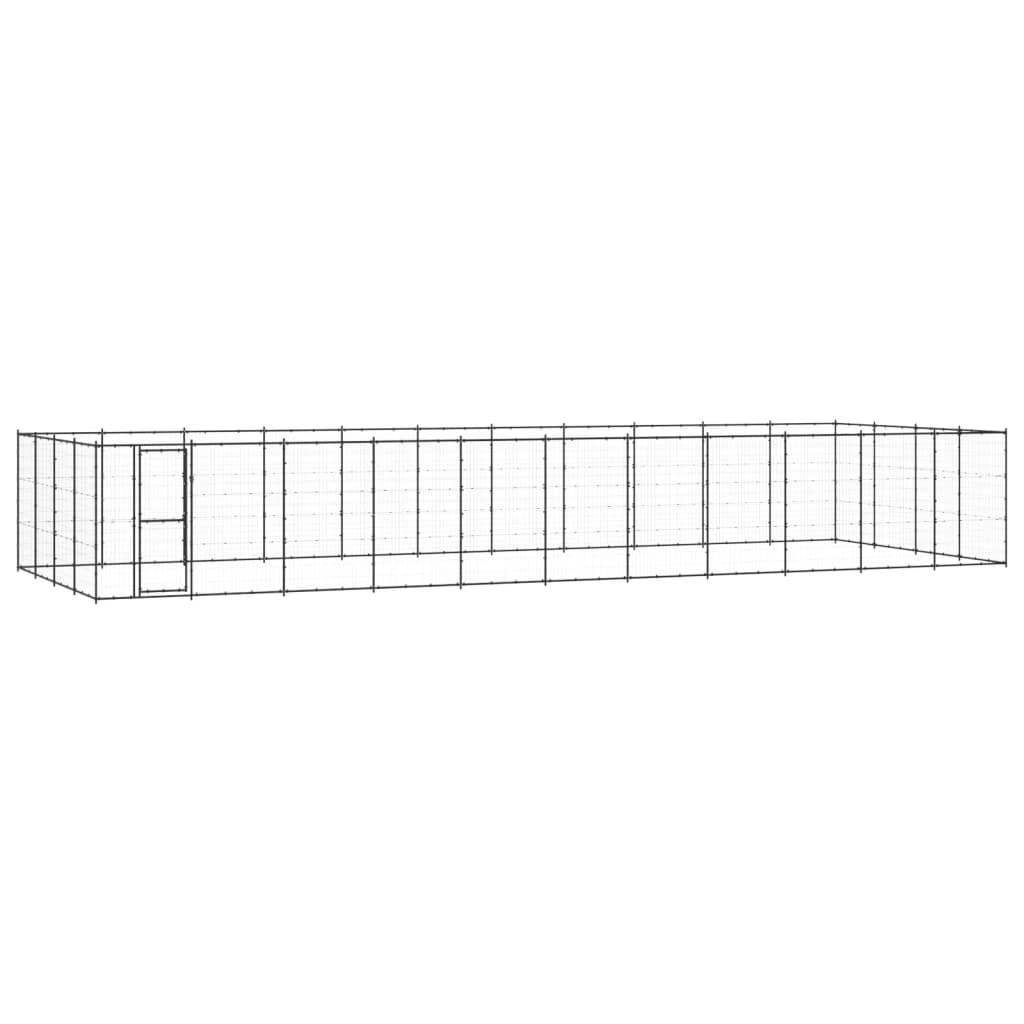 vidaXL Venkovní psí kotec ocel 53,24 m²