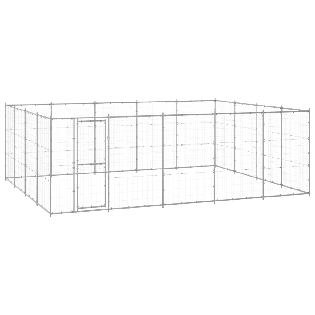 vidaXL udendørs hundebur 24,2 m² galvaniseret stål