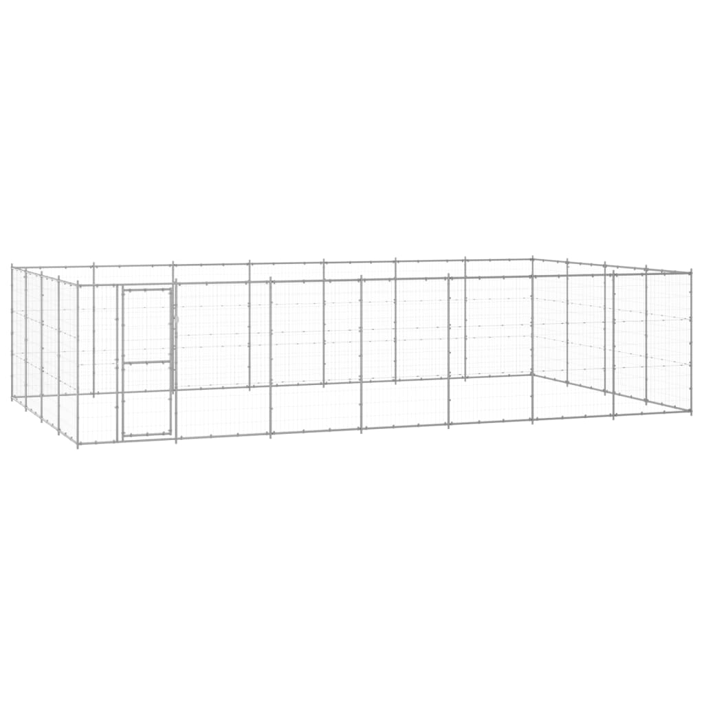 Chenil d'extérieur en acier galvanisé pour chien - Panneaux à mailles - 770 x 440 x 180cm - 30 m²