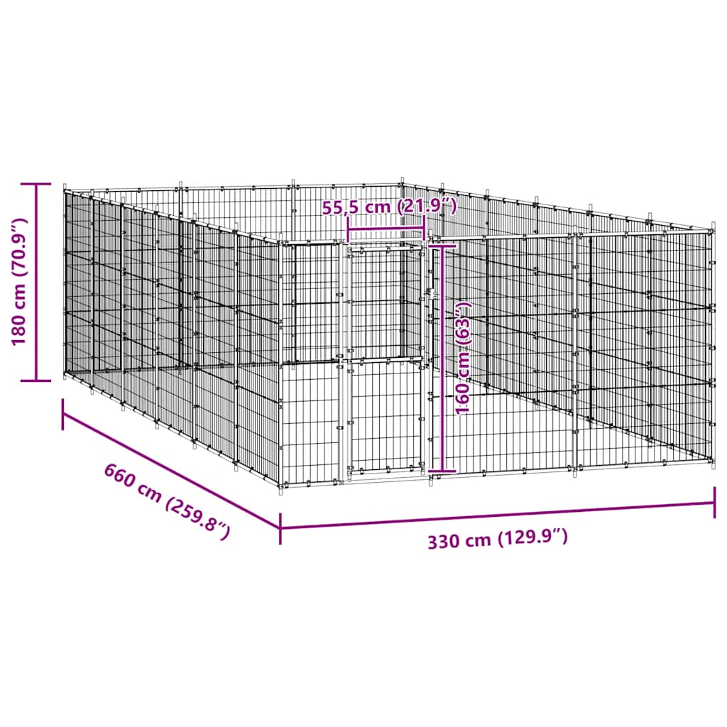 Utendørs hundegård 21,78 m² stål - Bilde 6
