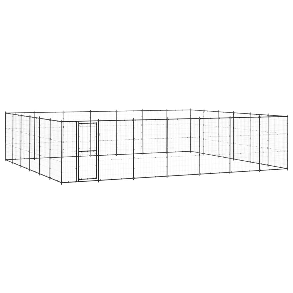 Chenil d'extérieur en acier galvanisé pour chien - Panneaux à mailles - 770 x 660 x 180 cm - 51 m²