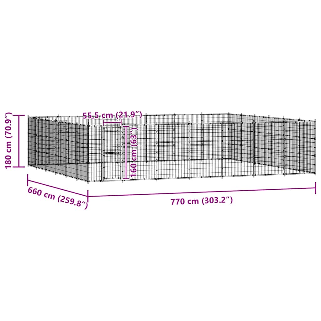 Utendørs hundegård 50,82 m² stål - Bilde 6