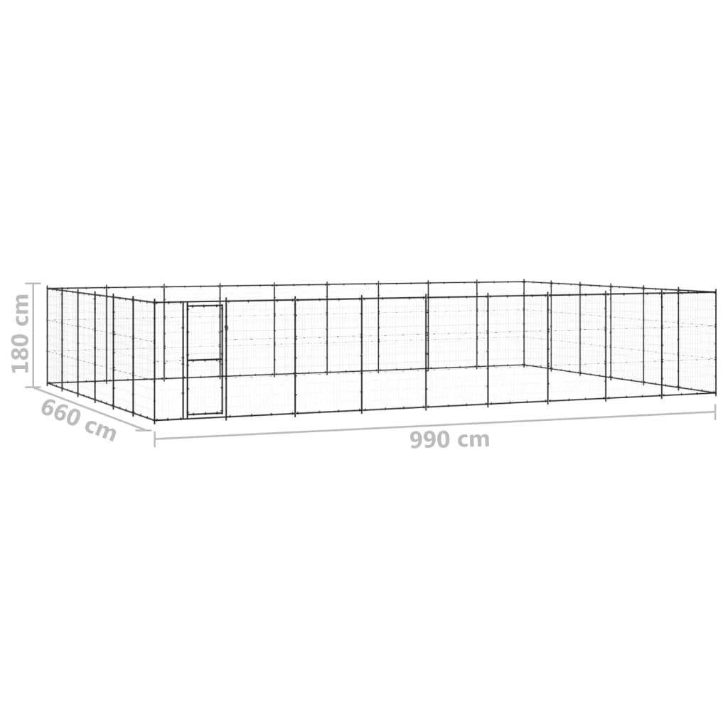 Chenil d'extérieur en acier noir pour chien - Panneaux à mailles - 990 x 660 x 180 cm - 75m²