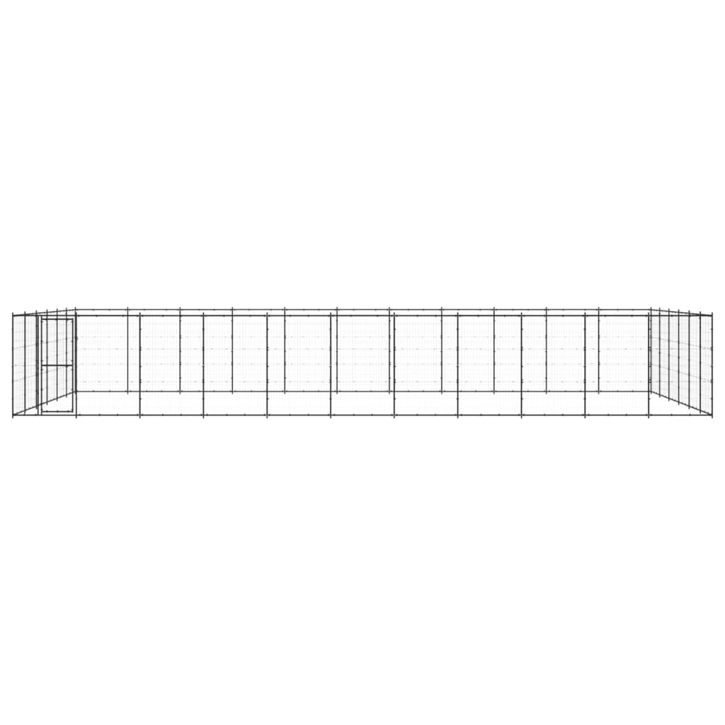 Chenil d’extérieur en acier noir pour chien – Panneaux à mailles – 1210 x 660 x 180 – 80 m²