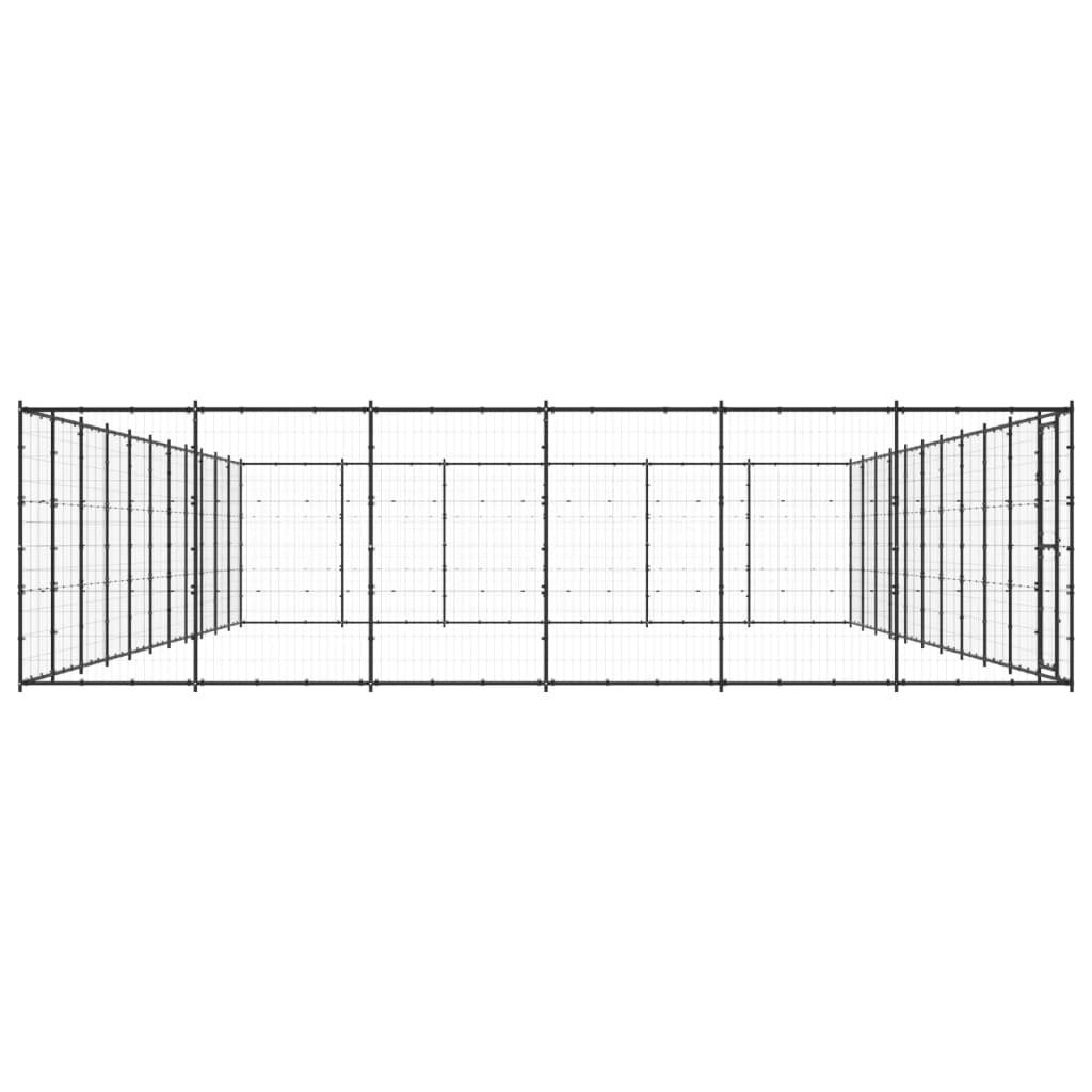 Chenil d’extérieur en acier noir pour chien – Panneaux à mailles – 1210 x 660 x 180 – 80 m²