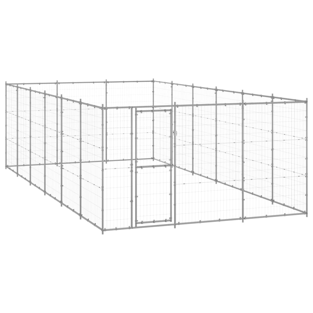 Chenil d’extérieur en acier galvanisé pour chien – Panneaux à mailles – 330 x 660 x 180 cm – 22 m²