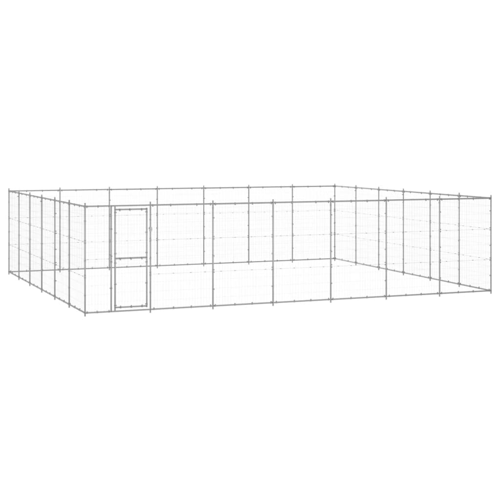 Chenil d’extérieur en acier galvanisé pour chien – Panneaux à mailles – 770 x 660 x 180 cm – 51 m²