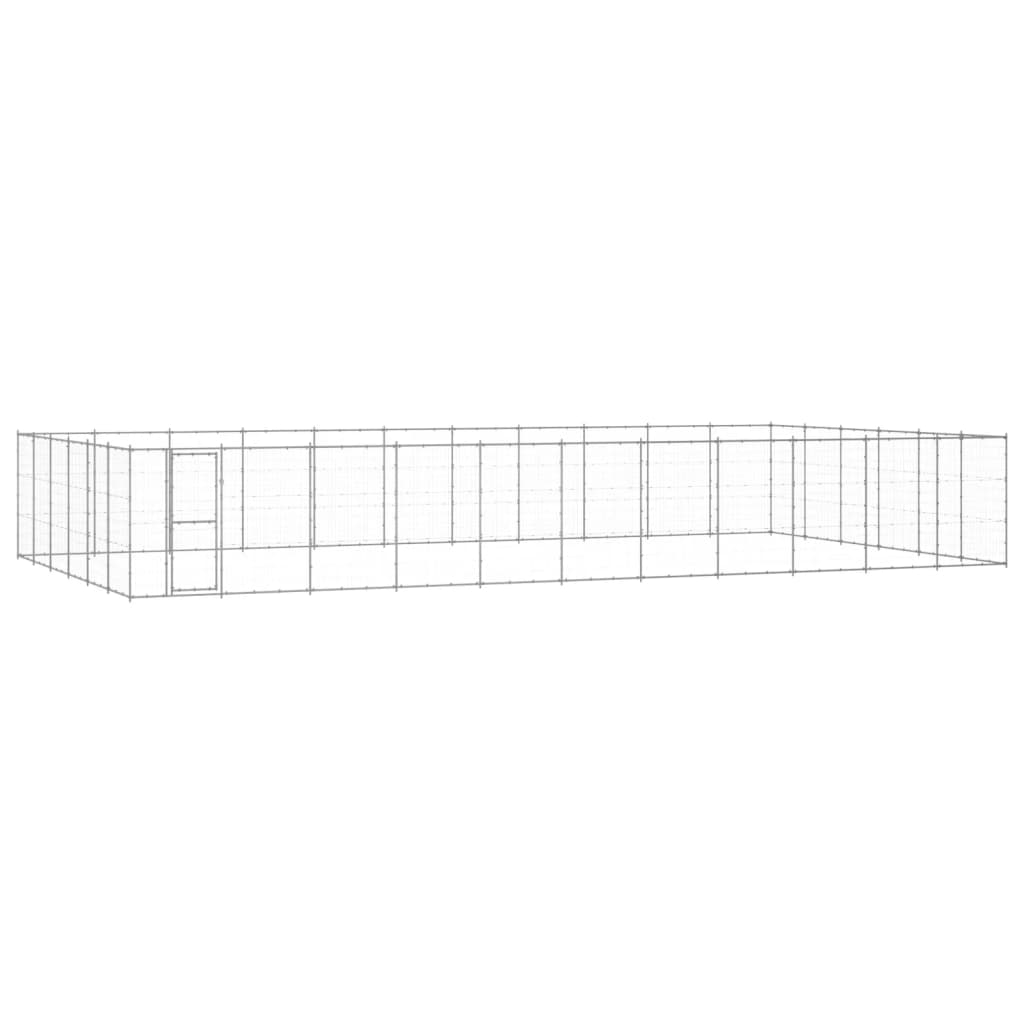 Chenil d’extérieur en acier galvanisé pour chien – Panneaux à mailles – 1210 x 660 x 180 cm – 80 m²
