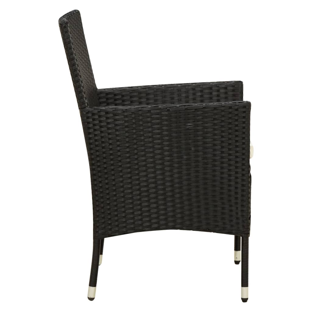 2 db fekete polyrattan kerti szék párnával 