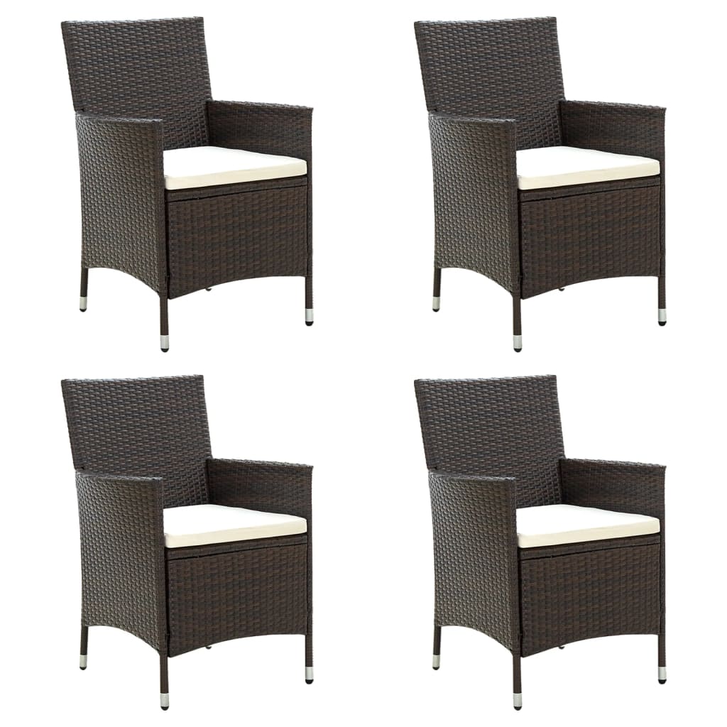 Gartenstühle mit Sitzpolster 4 Stk. Poly Rattan Braun | Stepinfit