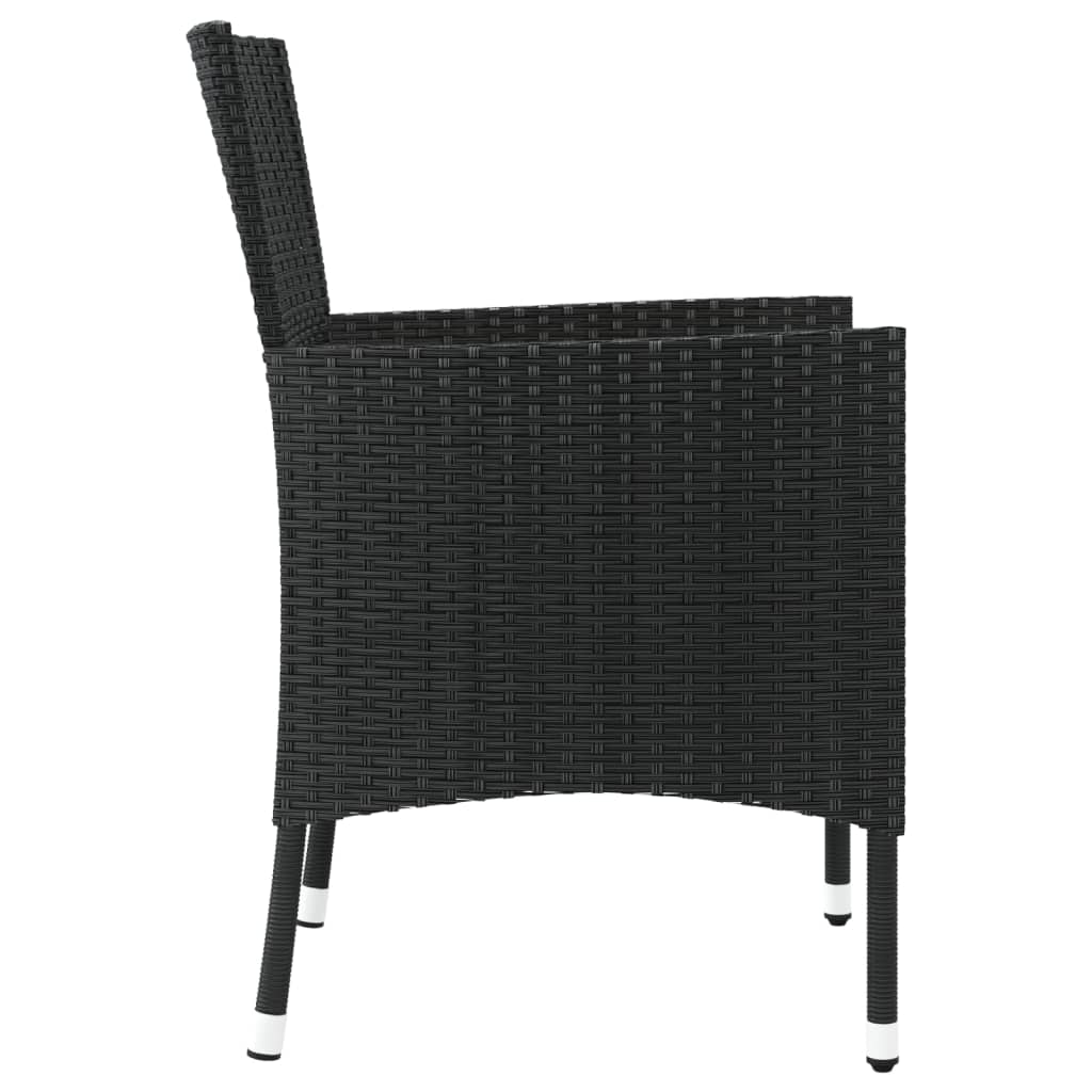  Záhradné stoličky so sedákmi 4 ks polyratanové čierne