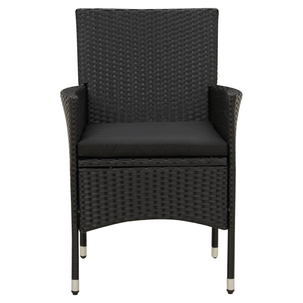 4 db fekete polyrattan kerti szék párnával 