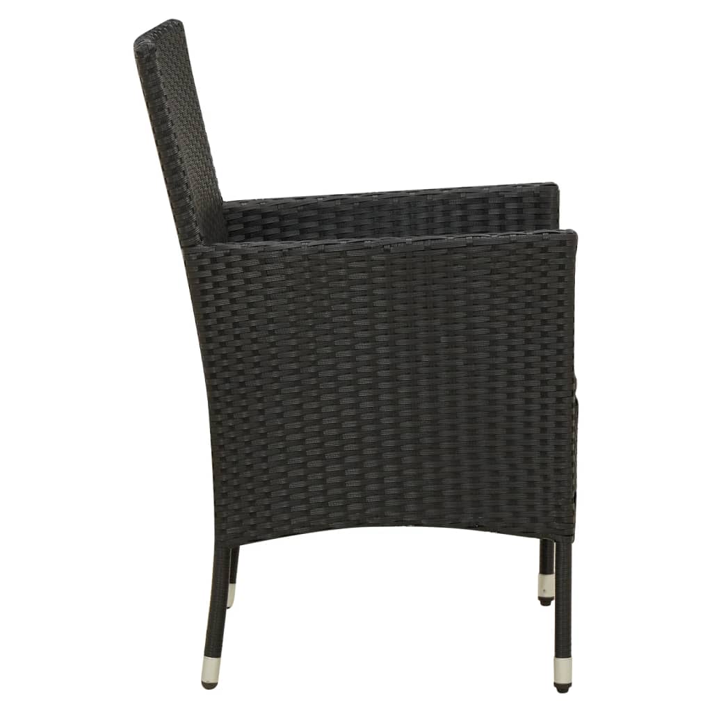  Záhradné stoličky s podložkami 4 ks polyratanové čierne