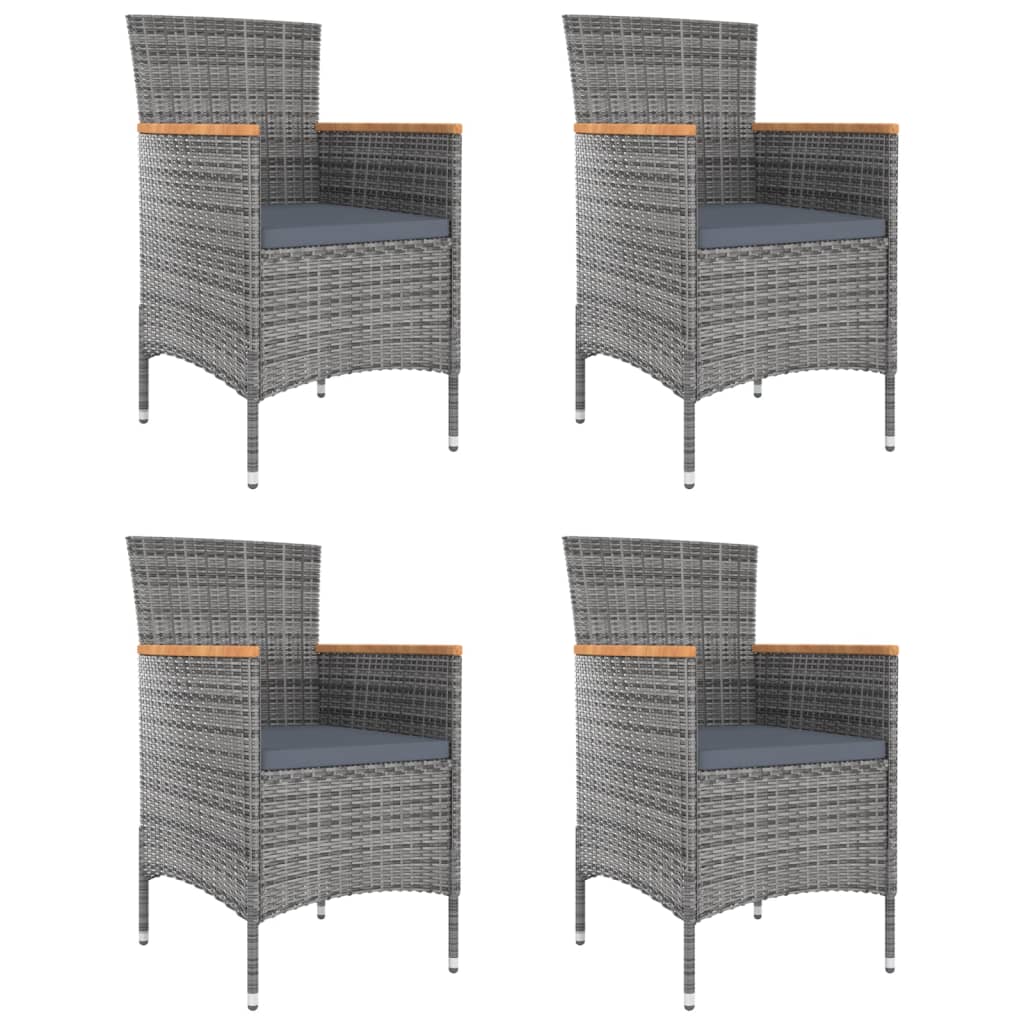 vidaXL Chaises de salle à manger de jardin 4 pcs Résine tressée Gris