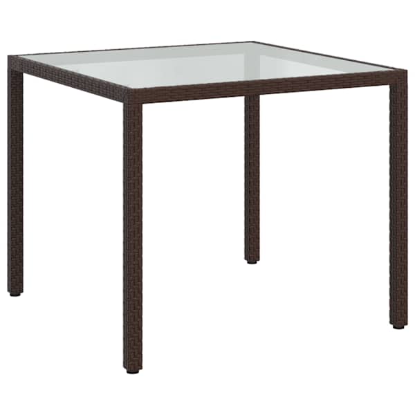 vidaXL aialaud 90 x 90 x 75 cm, karastatud klaas ja pol&uuml;rotang