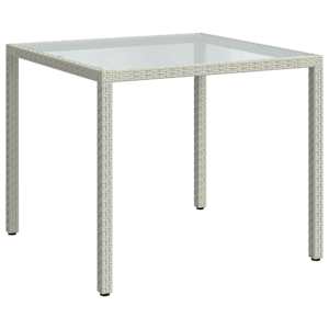 Zahradní stůl 90 x 90 x 75 cm tvrzené sklo a polyratan bílý - obrázek 2
